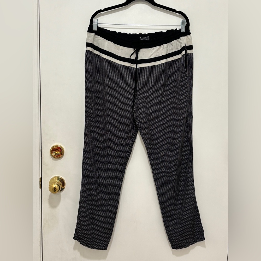 Vince Black and White Striped 100% silk